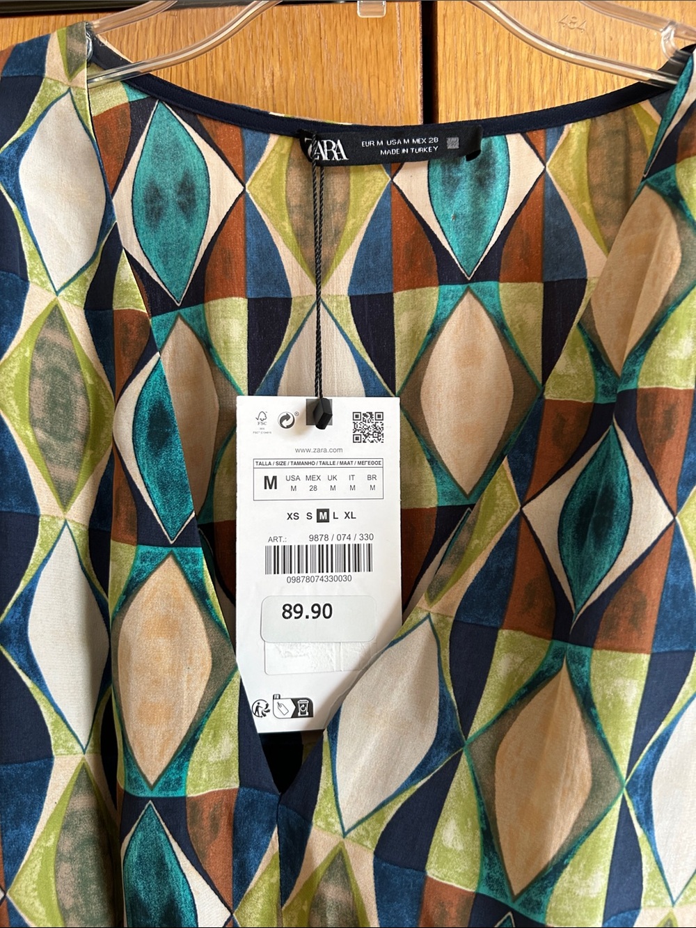 Zara Geometric Maxi Dress in Teal, Brown and Cream - Picture 2 of 3